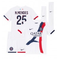 Camiseta Paris Saint-Germain Nuno Mendes #25 Segunda Equipación Replica 2024-25 para niños mangas cortas (+ Pantalones cortos)